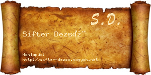 Sifter Dezső névjegykártya
